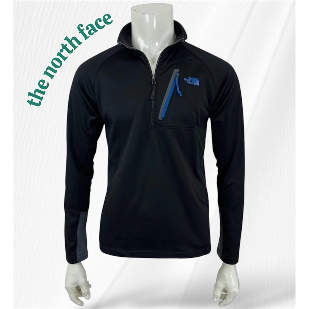 The North Face Mens Pullover Black Quarter Zip Long Sleeve Jacket - Large